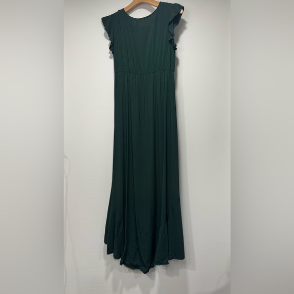 Grecerelle women’s ruffle trim, V-neck Boho slowly dress green size small - Picture 3 of 12